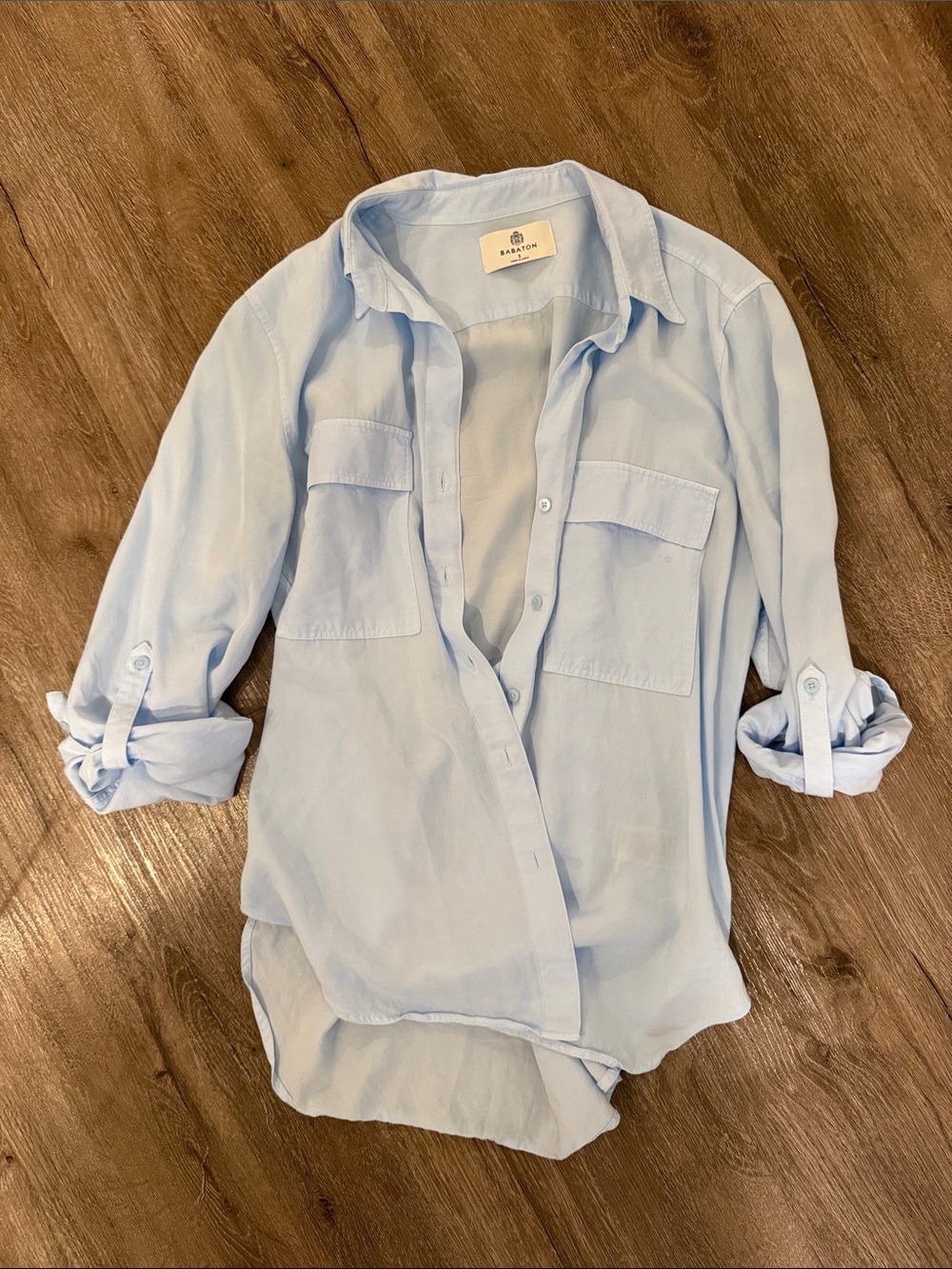 Aritzia Babaton Light Blue Button-Up Shirt - Casual Long Sleeve